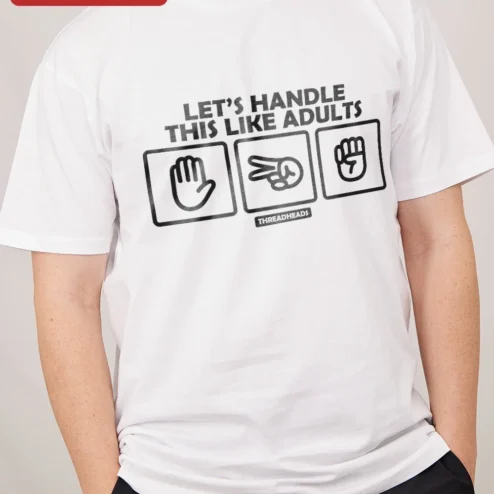 Let's Handle This Like Adults Funny Rock Paper Scissors Graphic Tee Gift for Men Women