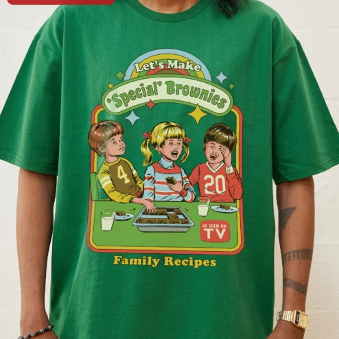 Let's Make Special Brownies Family Recipes Tee Retro Comic Style Humor Gift