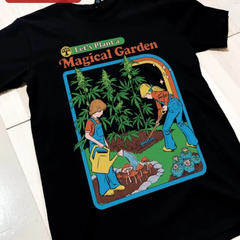 Let's Plant a Magical Garden Tee Retro Cannabis Gardener Shirt for Women Men