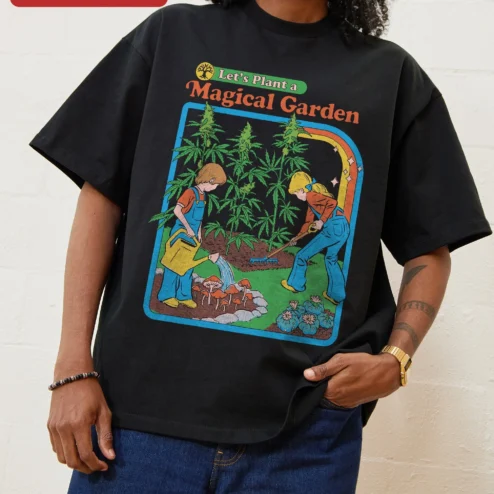 Let's Plant a Magical Garden Tee Retro Cannabis Gardening Shirt for Plant Lovers