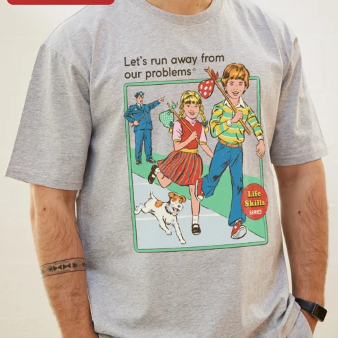 Let's Run Away From Our Problems Vintage Retro Sarcastic Tee
