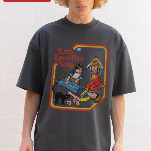Let's Sacrifice Toby Tee Retro Dark Humor Graphic T-Shirt for Women Men