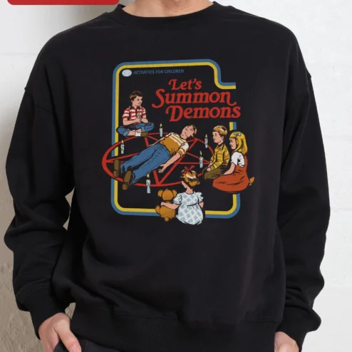 Let's Summon Demons Activities for Children Retro Dark Humor Sweatshirt