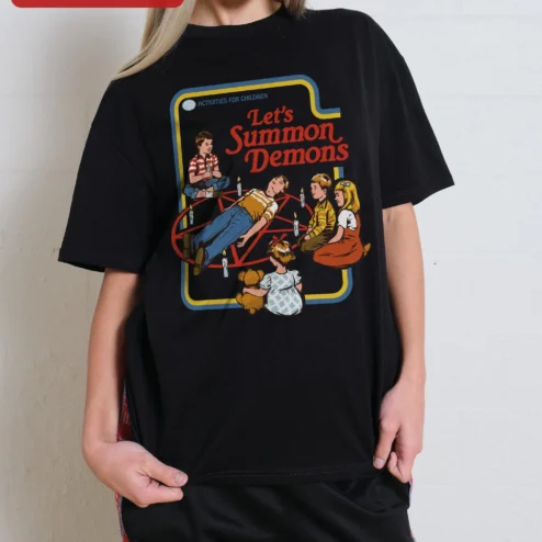 Let's Summon Demons Activities for Children Retro Horror Tee