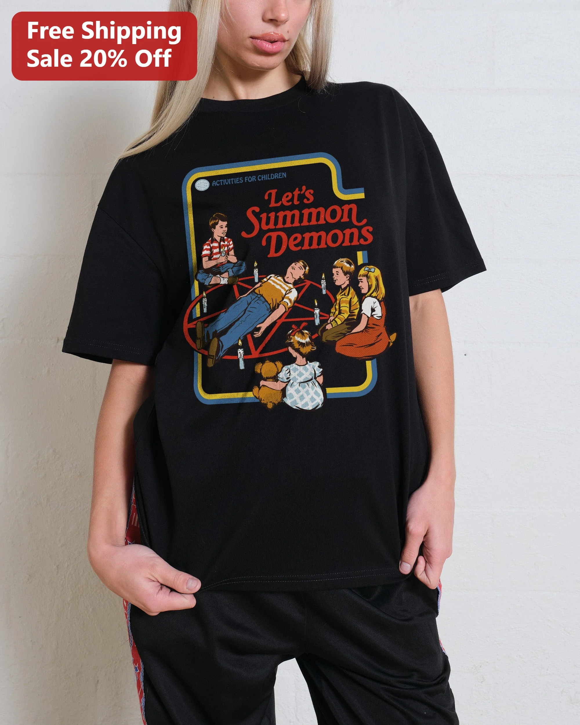 Let's Summon Demons Activities for Children Retro Horror Tee