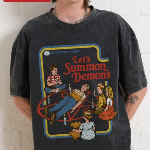 Let's Summon Demons Activities for Children Tee Vintage Horror Graphic Shirt
