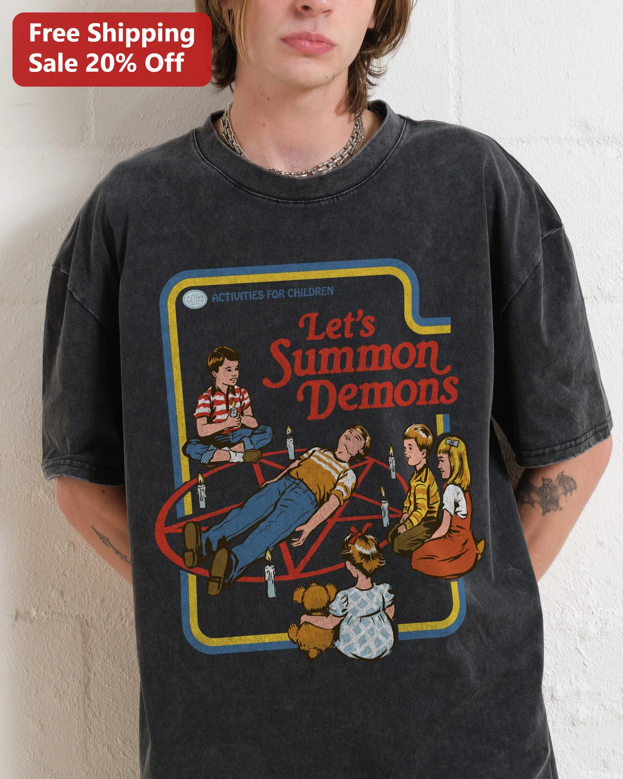 Let's Summon Demons Activities for Children Tee Vintage Horror Graphic Shirt