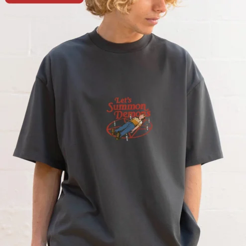 Let's Summon Demons Tee Retro Occult Humor Graphic T-Shirt for Men Women Halloween Gift