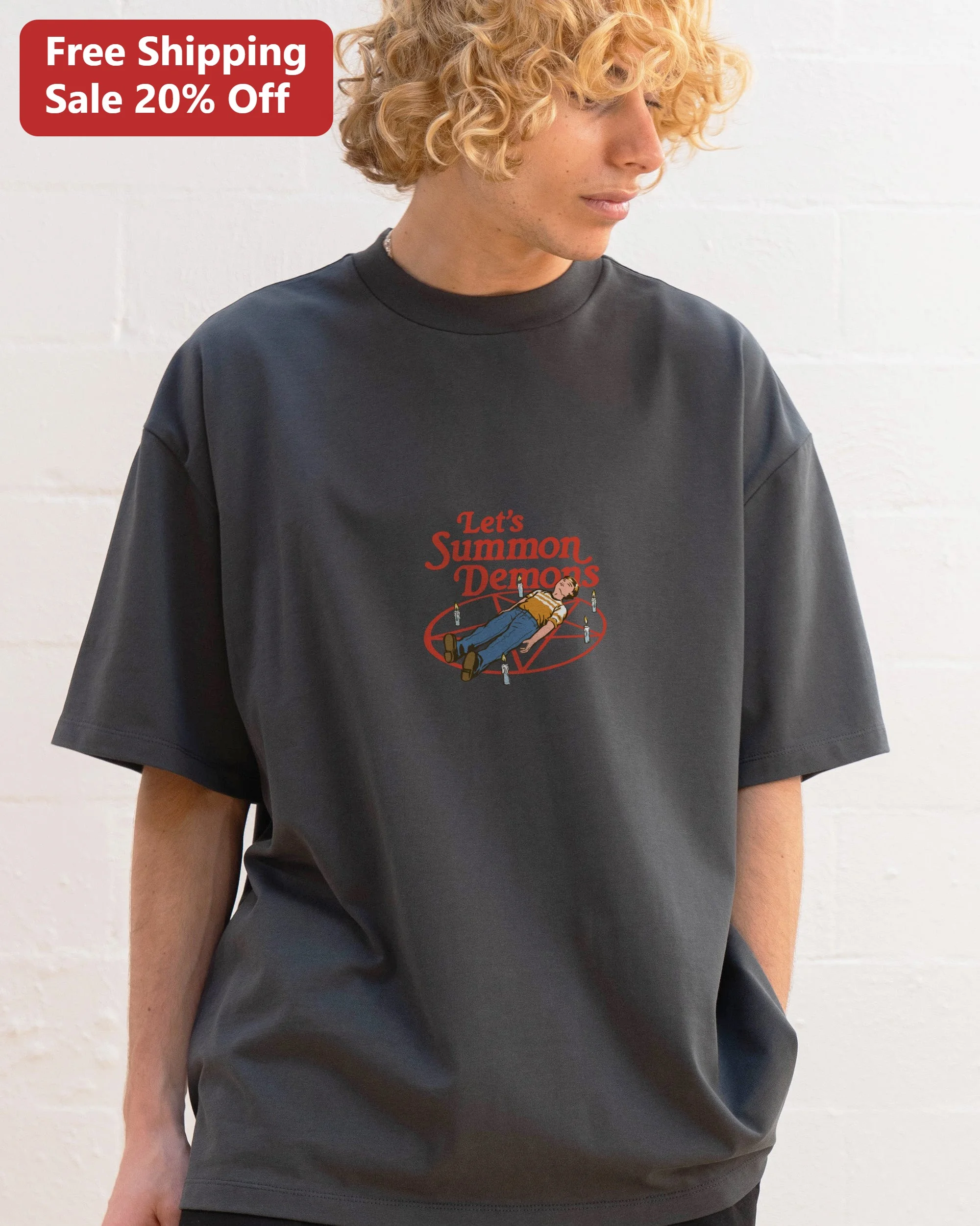Let's Summon Demons Tee Retro Occult Humor Graphic T-Shirt for Men Women Halloween Gift