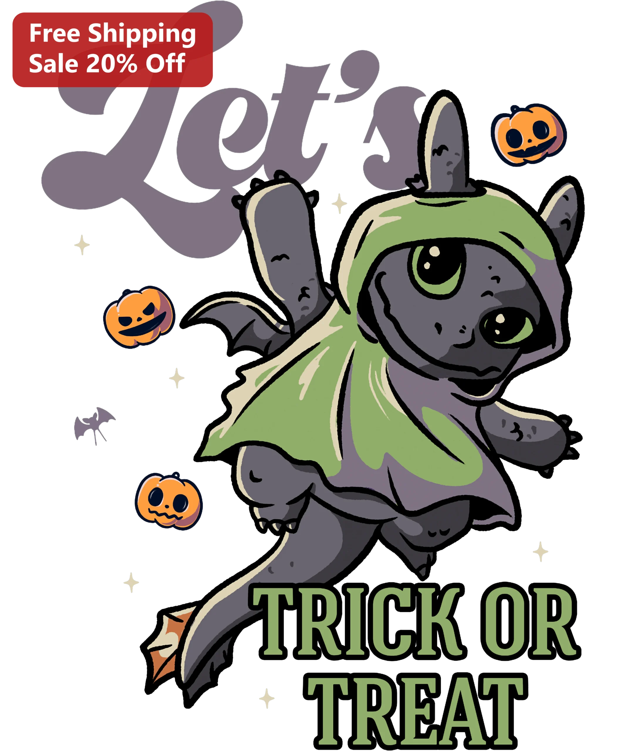 Let's TRICK OR TREAT Cute Dragon Halloween Decal for Car Window Trunk or Treat Gift