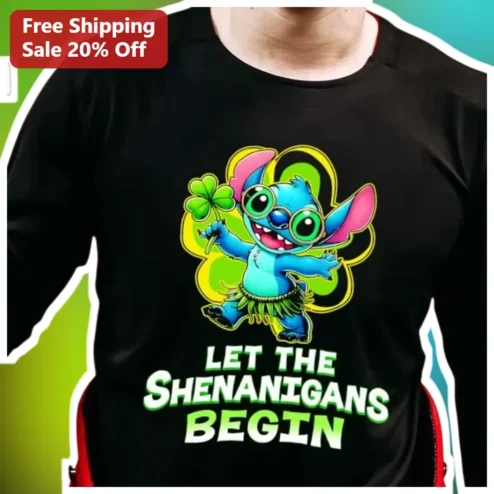 Let The Shenanigans Begin Stitch St Patrick's Day Graphic Tee