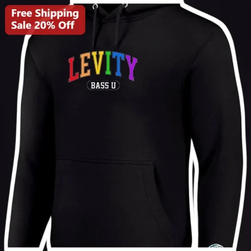Levity Bass U Hoodie Retro Rainbow Music School Merch Unisex Pullover