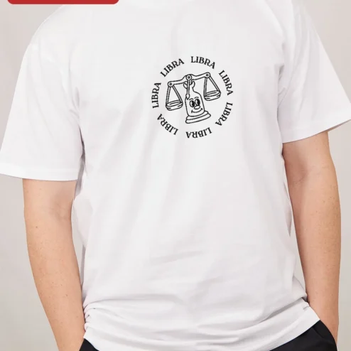 Libra Zodiac Cute Scales Graphic Tee for Women Men Astrology Gift