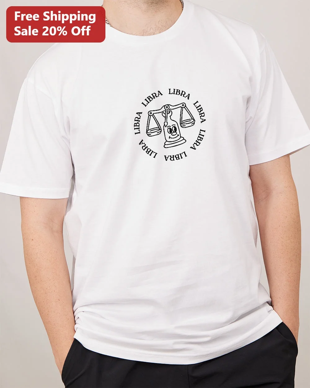 Libra Zodiac Cute Scales Graphic Tee for Women Men Astrology Gift