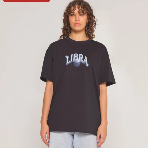 Libra Zodiac Sign Graphic Tee Retro Distressed Horoscope Shirt for Women Men