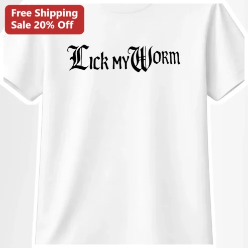 Lick My Worm Tee Funny Meme Shirt Gothic Typography Graphic Tee for Gamers Lethal Company Humor Gift