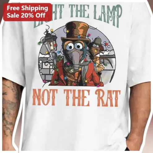 Light The Lamp Not The Rat Tee Muppet Christmas Carol Vintage Graphic Shirt available at our Chicago, Illinois warehouse