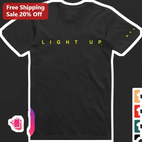 Light Up Tee Minimalist Yellow Typography Graphic T-Shirt Custom Name Personalized Gift for Men Women