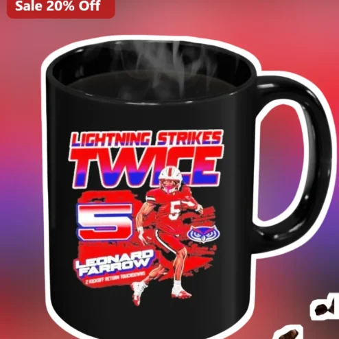 Lightning Strikes Twice Leonard Farrow Football Mug 2 Kick Return Touchdowns Gift