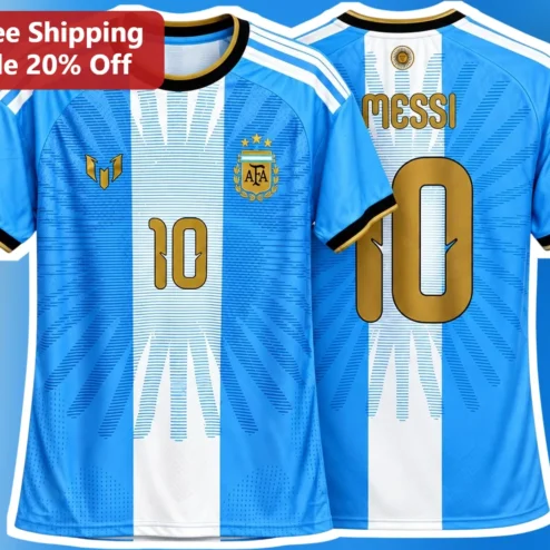 Lionel Messi Argentina World Cup Jersey Tee Fan Gift