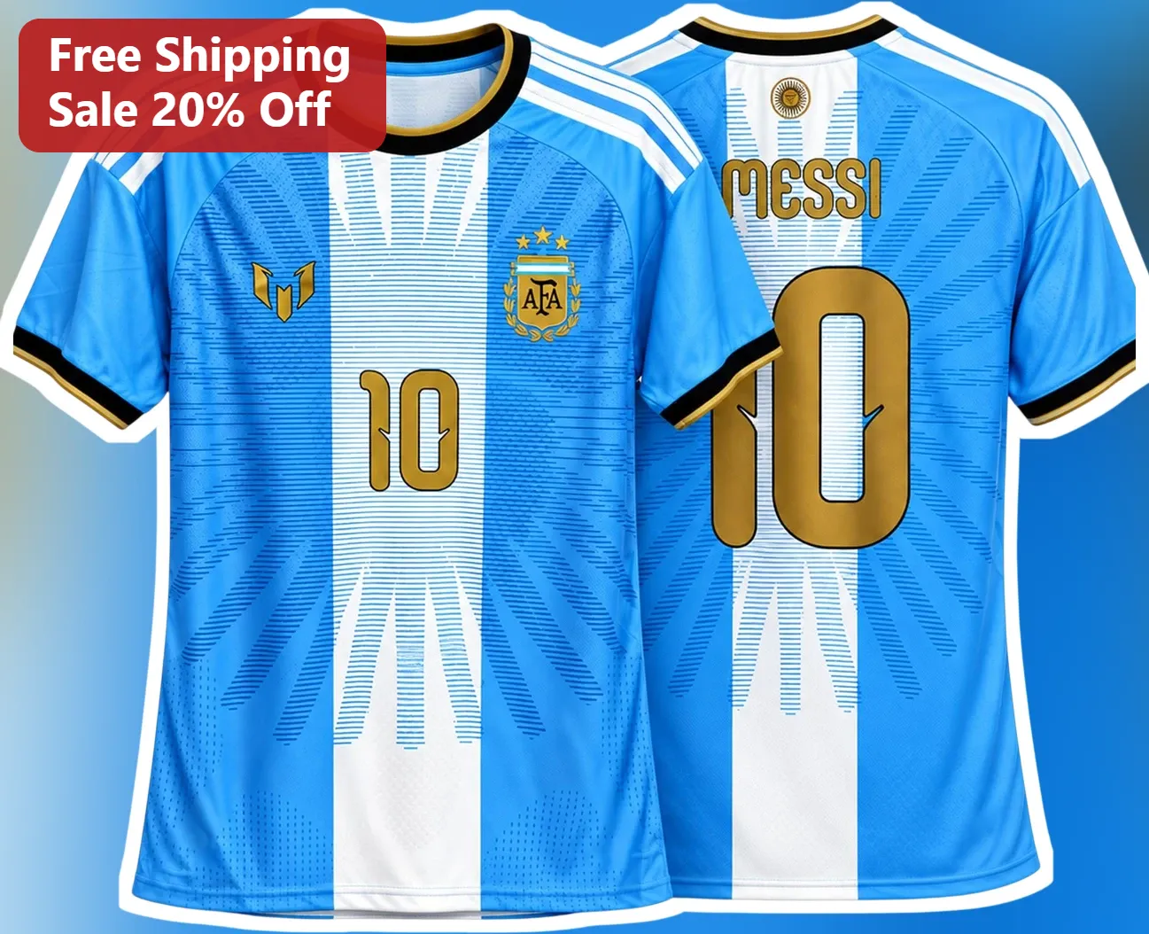 Lionel Messi Argentina World Cup Jersey Tee Fan Gift