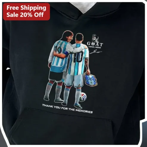 Lionel Messi GOAT Thank You For The Memories Hoodie Soccer Fan Tribute Apparel