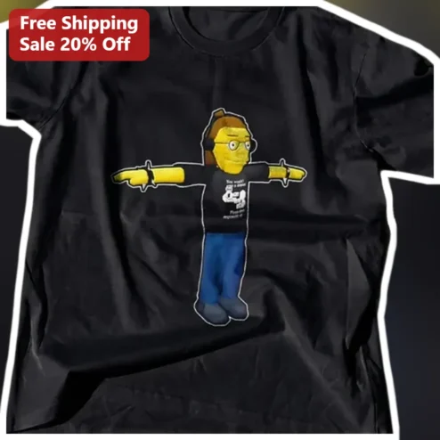 Lisa Simpson T-Posing Meme Tee The Simpsons Cartoon Character Black Graphic Shirt for Fans