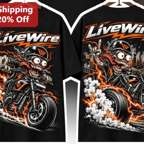 LiveWire Tee Skeleton Biker Graphic Shirt for Motorcycle Enthusiasts