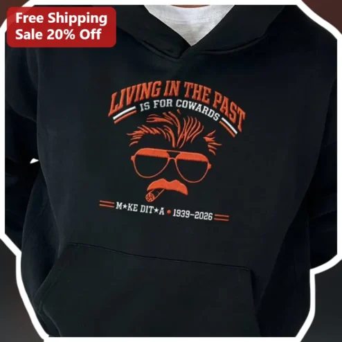 Living In The Past Is For Cowards Hoodie Retro Stoner Anti-Nostalgia Pullover Gift