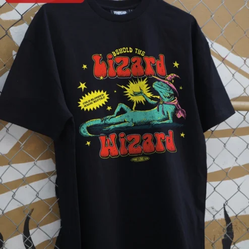Customer in Chicago, Illinois wearing Lizard Wizard Behold The Cold-Blooded Magic Reptile Tee Fantasy D&D RPG Gift