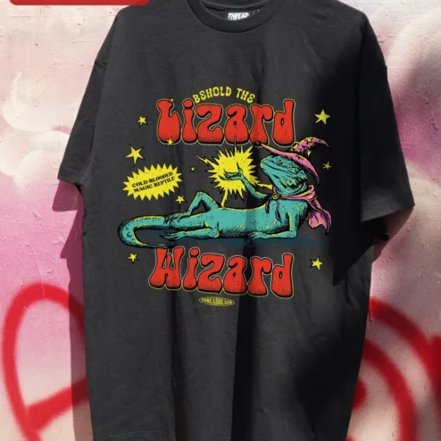 Lizard Wizard Behold The Cold-Blooded Magic Reptile Tee Fantasy D&D RPG Gift