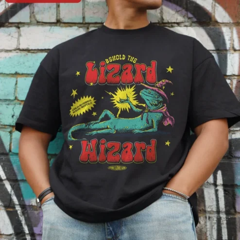 Customer in Chicago, Illinois wearing Lizard Wizard Behold The Cold-Blooded Magic Reptile Tee Fantasy D&D RPG Gift