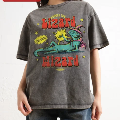Lizard Wizard Cold-Blooded Magic Reptile Graphic Tee for Gamers Fantasy D&D Gift on a hanger, ready to ship from Chicago, Illinois
