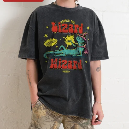 Lizard Wizard Cold-Blooded Magic Reptile Graphic Tee for Gamers Fantasy D&D Gift