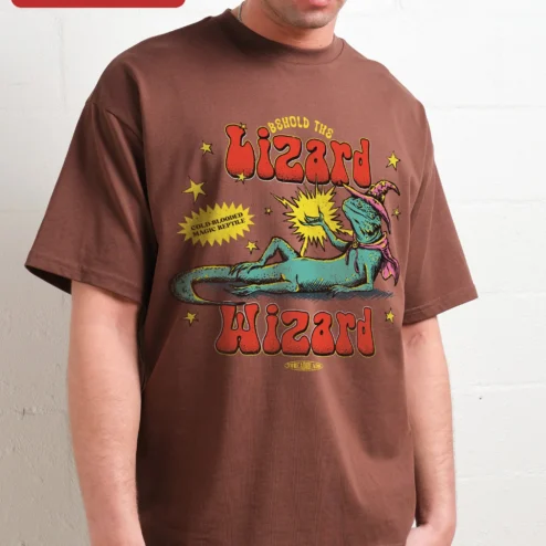 Lizard Wizard Tee Behold The Lizard Wizard Cold-Blooded Magic Reptile Graphic Shirt for Fantasy Fans