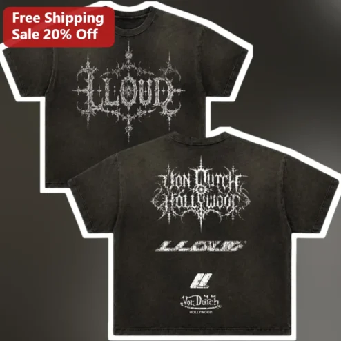 LLOUD Von Dutch Hollywood Graphic Tee Y2K Streetwear Gothic Acid Wash Vintage Shirt