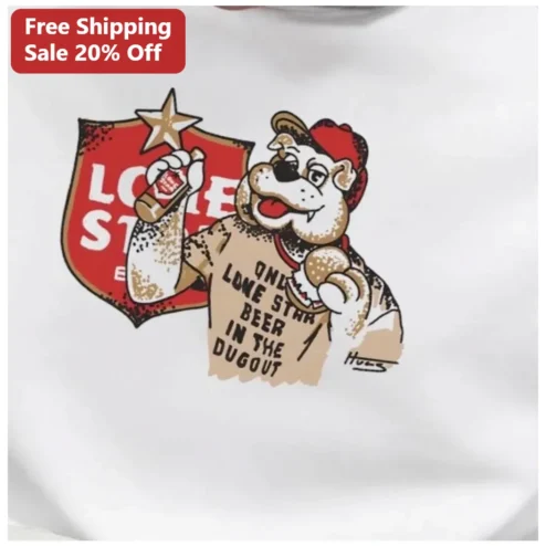 Lone Star Beer In The Dugout Vintage Bulldog Mascot Tee National Beer of Texas Gift