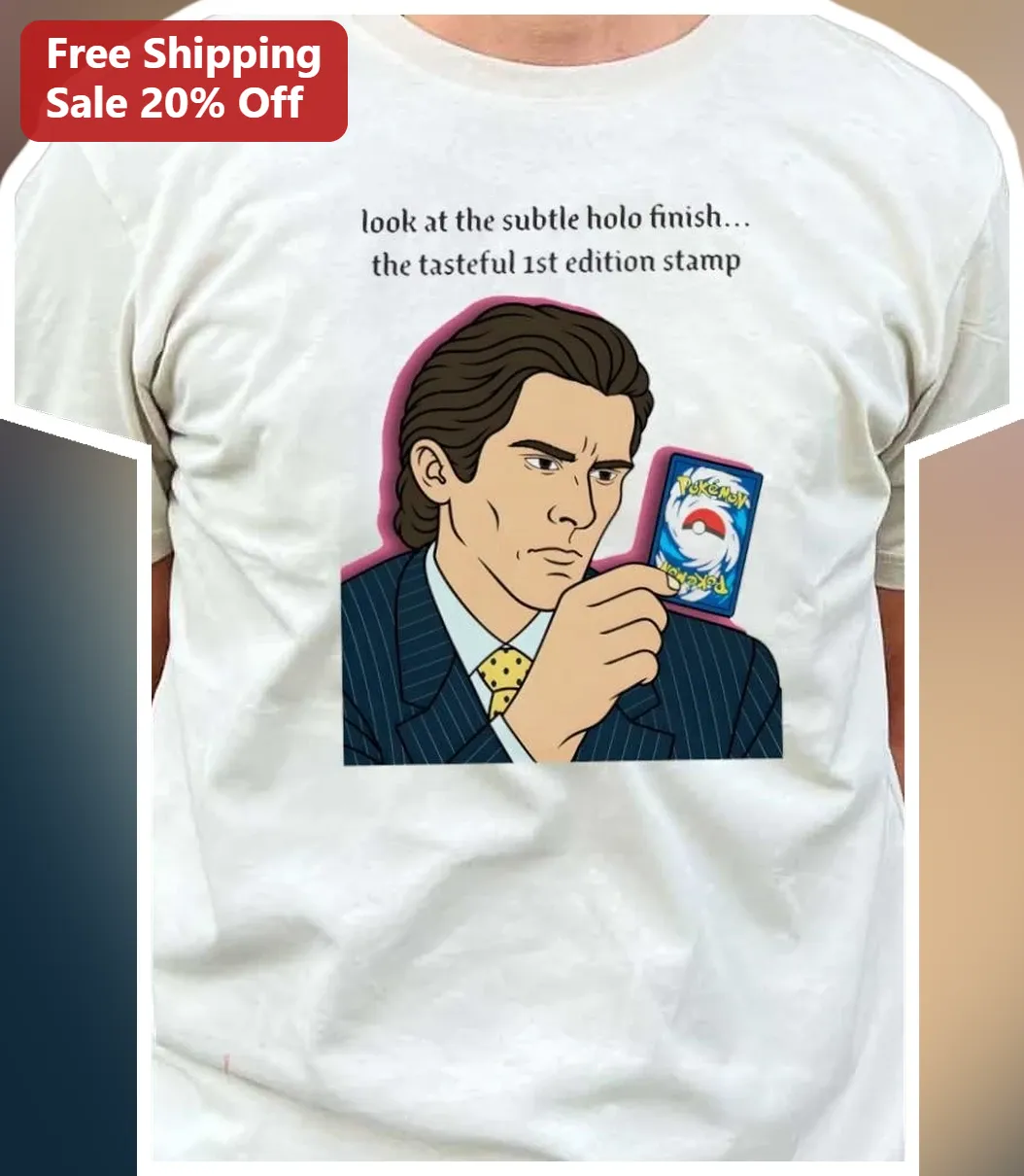 Look At The Subtle Holo Finish Christian Bale Pokemon Card Tee