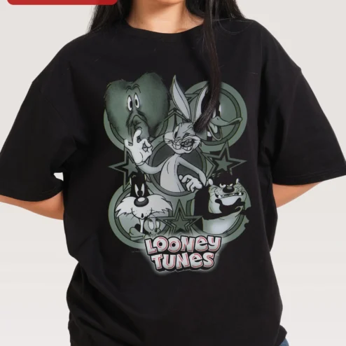 Looney Tunes Oversized Tee Vintage Retro Cartoon Characters Graphic Shirt
