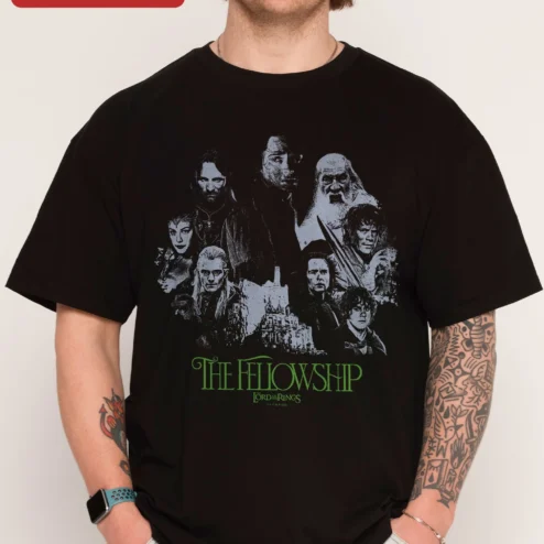 Lord of the Rings The Fellowship Tee Middle Earth Nine Companions Fantasy Movie Merch