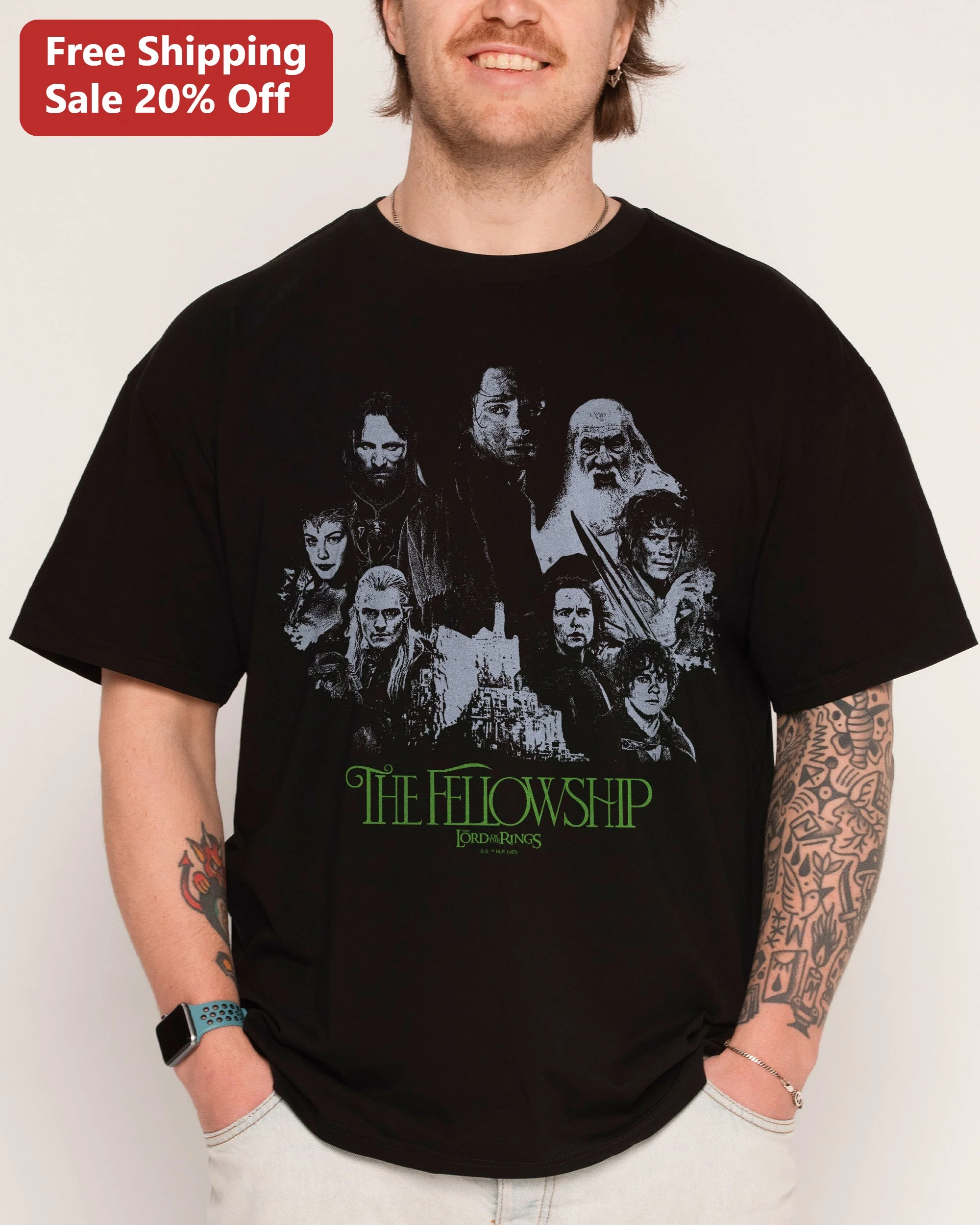 Lord of the Rings The Fellowship Tee Middle Earth Nine Companions Fantasy Movie Merch