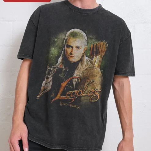 Lord of the Rings Vintage Fantasy Graphic Tee, Distressed Black Cotton Shirt for Men and Women