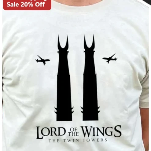 Lord of the Wings Twin Towers Tee Tolkien Parody Graphic Shirt for Pilots Aviation Humor Gift