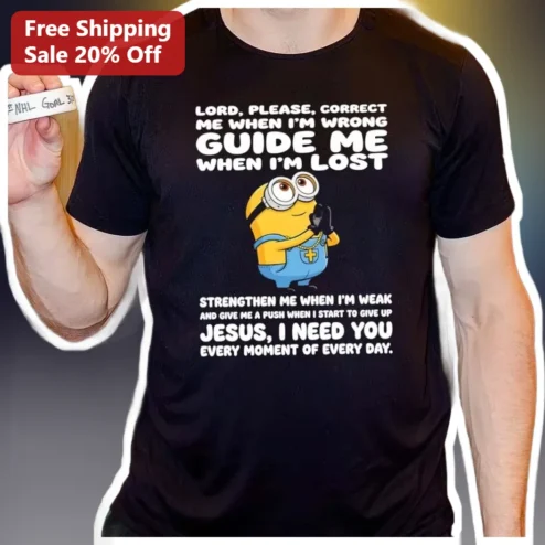 Lord Please Correct Me When I'm Wrong Minion Christian Prayer Graphic Tee