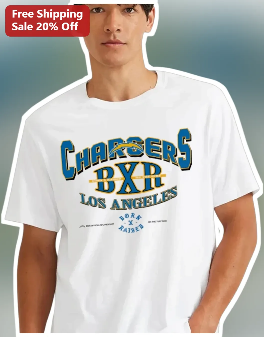 Los Angeles Chargers Tee Retro Varsity Style NFL Fan Gift for Men available at our Chicago, Illinois warehouse