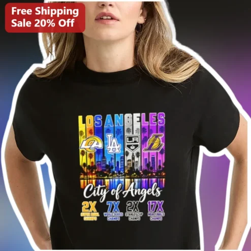 Los Angeles City of Angels Vintage Sunset Sports Team Graphic Tee