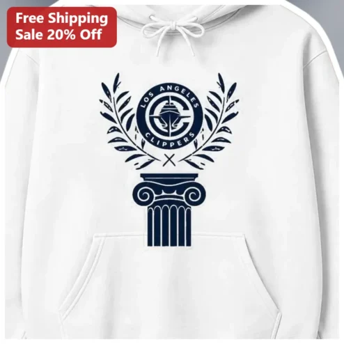 Los Angeles Clippers Vintage Crest Hoodie White Pullover NBA Fan Apparel available at our Chicago, Illinois warehouse