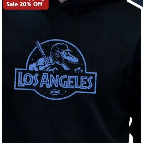 Los Angeles Dinosaur Baseball Hoodie Retro Vintage Streetwear Gift