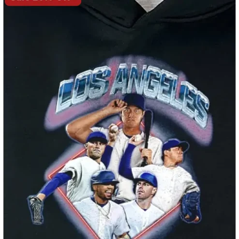 Los Angeles Dodgers Baseball Team Collage Tee Featuring Shohei Ohtani and Mookie Betts