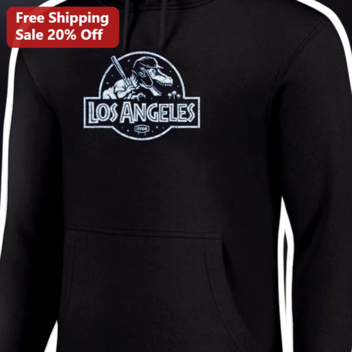 Los Angeles T-Rex Baseball Hoodie Funny Jurassic Park Parody Dinosaur Gift